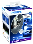 Комплект светодиодных ламп H4 Philips Bright White X-treme Ultinon LED 6200K (12953BWX2)